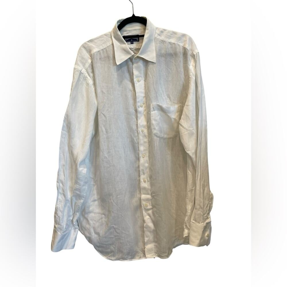 Vilebrequin  Size XXL Men's White Linen Button-Up Shirt
